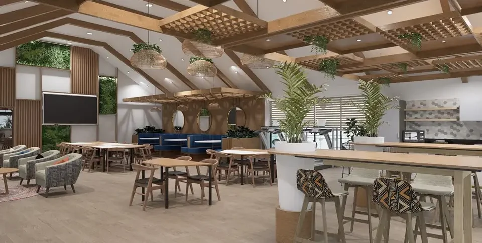 A 3D render of Office break out are in Kenya by Design Forty Ltd.